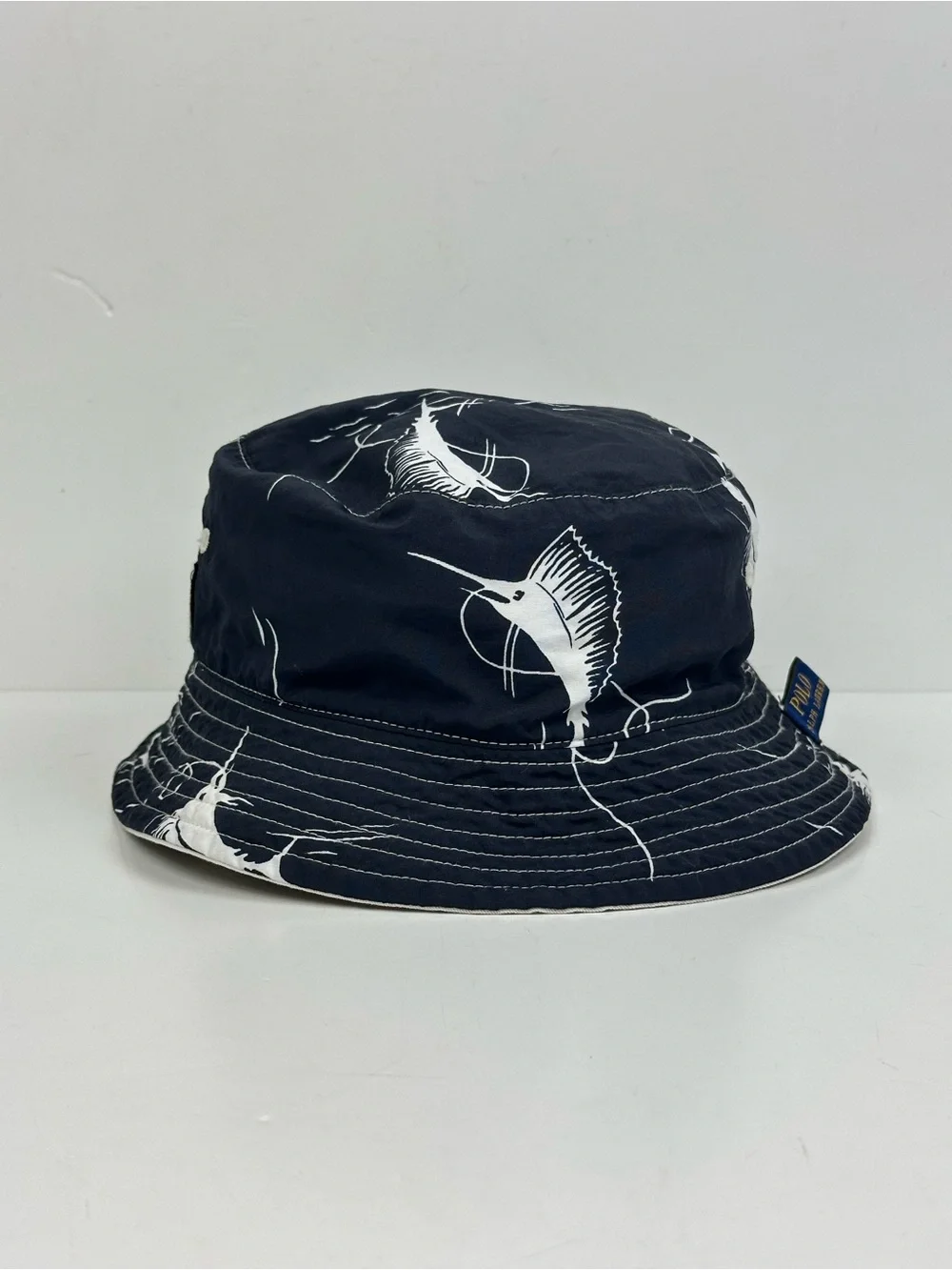Polo by Ralph Lauren Reversible Cream Bucket Hat with Black Polo Player Logo